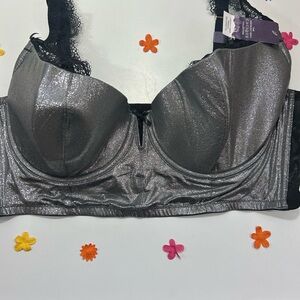 Cacique Shimmering Gray Lightly Lined French Balconette Bra 46DD NWT